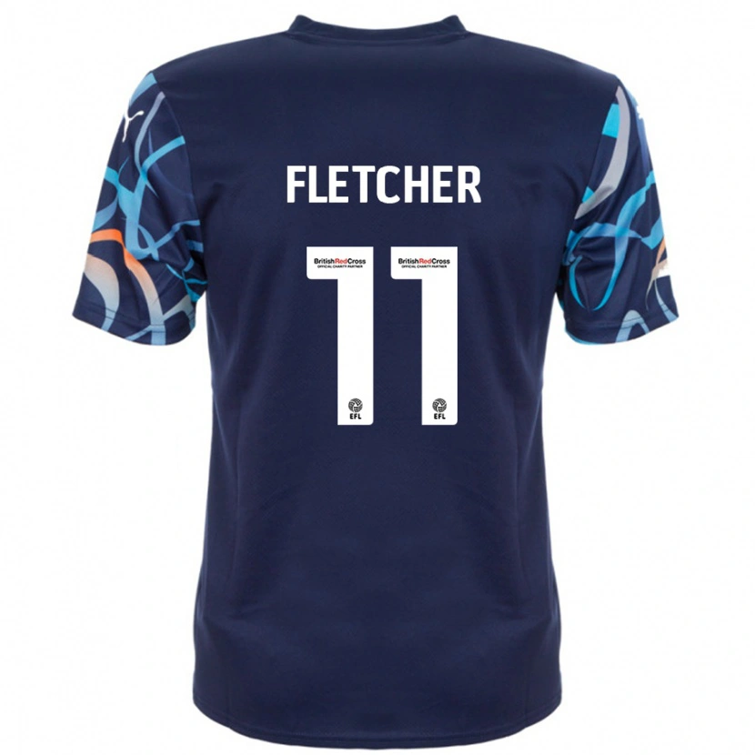 Danxen Uomo Maglia Ashley Fletcher #11 Blu Navy Kit Gara Away 2024/25 Maglietta
