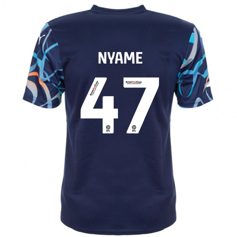 Danxen Uomo Maglia Josh Nyame #47 Blu Navy Kit Gara Away 2024/25 Maglietta