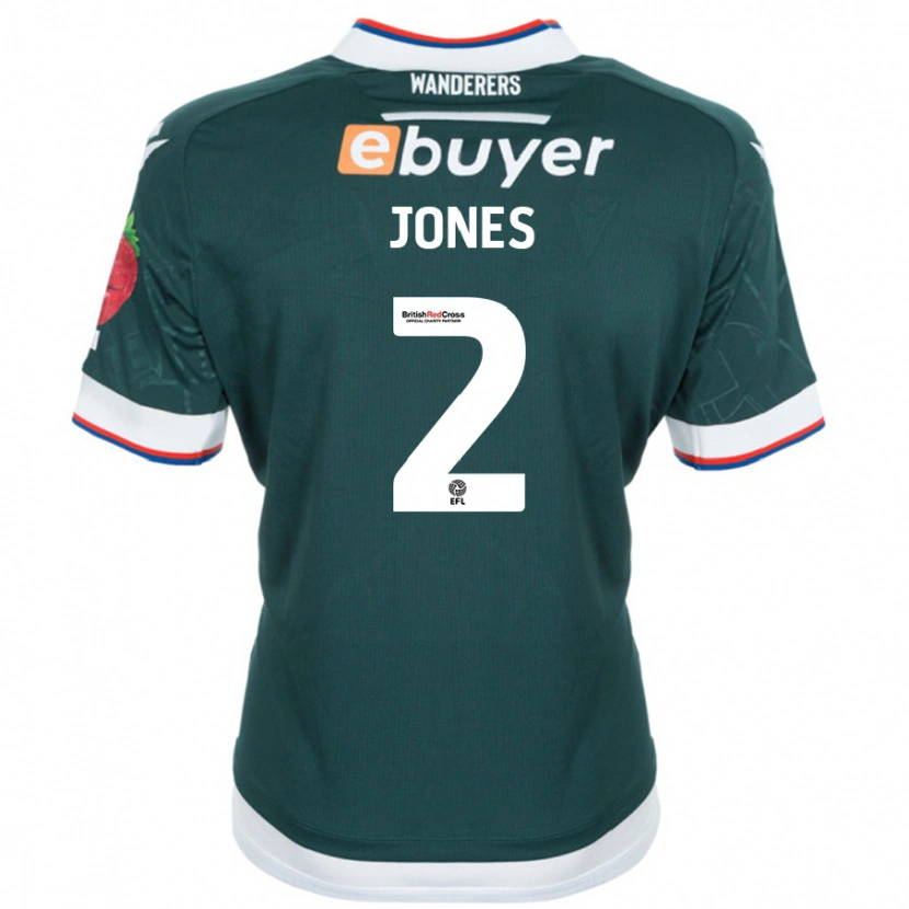 Danxen Uomo Maglia Gethin Jones #2 Verde Scuro Kit Gara Away 2024/25 Maglietta