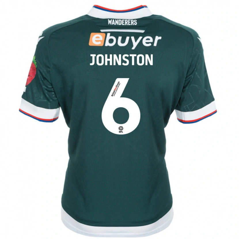 Danxen Uomo Maglia George Johnston #6 Verde Scuro Kit Gara Away 2024/25 Maglietta