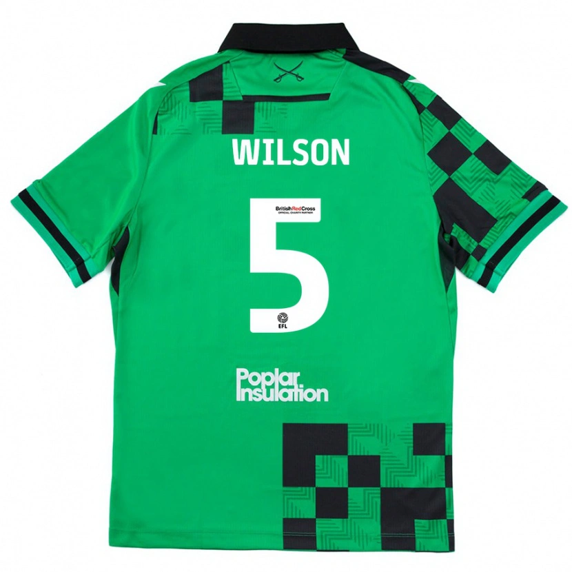 Danxen Uomo Maglia James Wilson #5 Verde Nero Kit Gara Away 2024/25 Maglietta