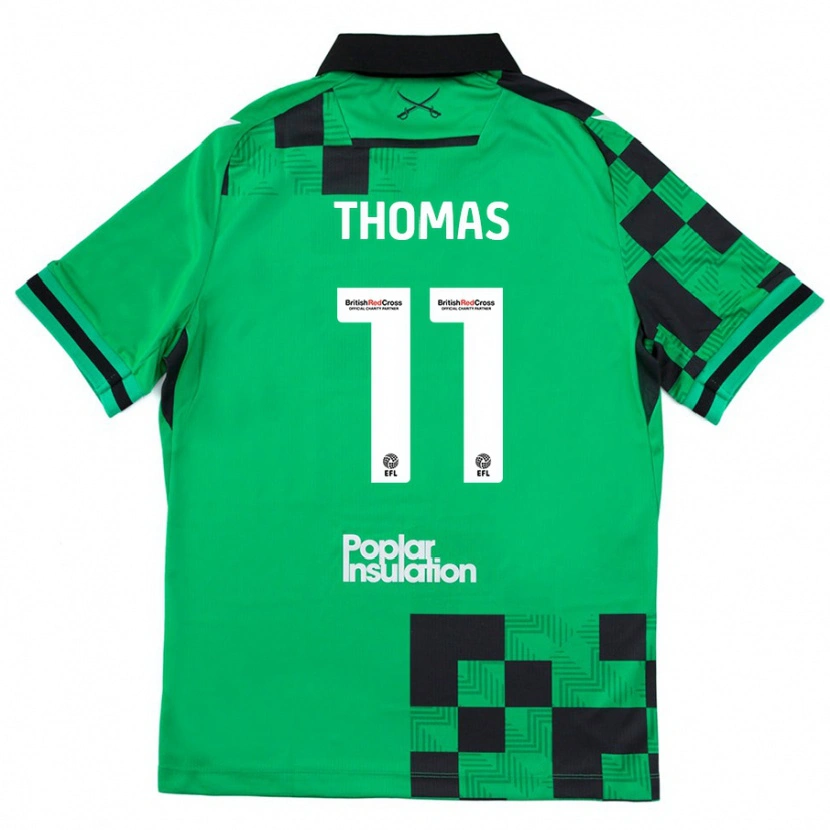 Danxen Uomo Maglia Luke Thomas #11 Verde Nero Kit Gara Away 2024/25 Maglietta