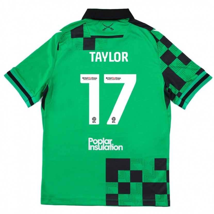Danxen Uomo Maglia Connor Taylor #17 Verde Nero Kit Gara Away 2024/25 Maglietta