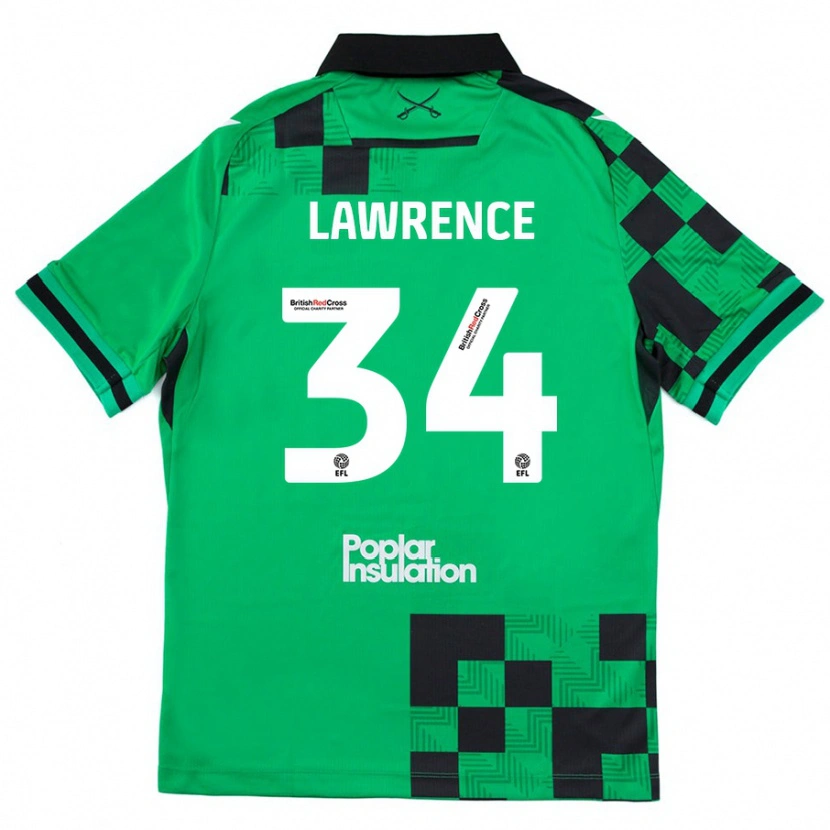 Danxen Uomo Maglia Jerry Lawrence #34 Verde Nero Kit Gara Away 2024/25 Maglietta