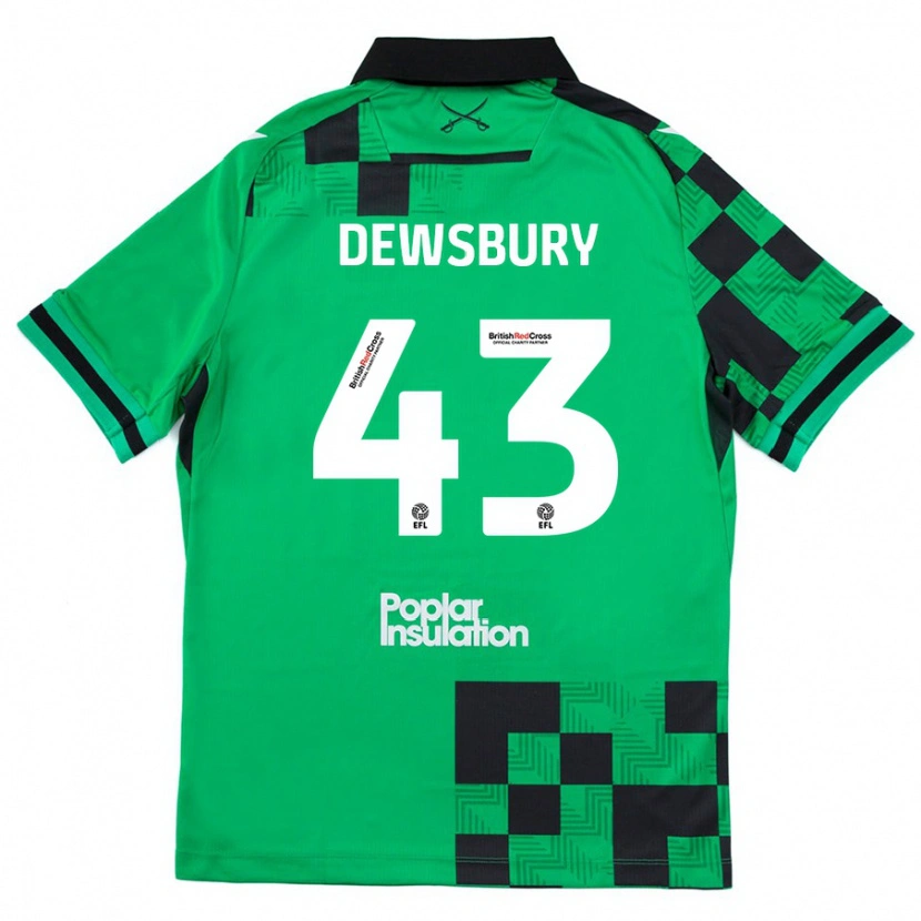 Danxen Uomo Maglia Ollie Dewsbury #43 Verde Nero Kit Gara Away 2024/25 Maglietta