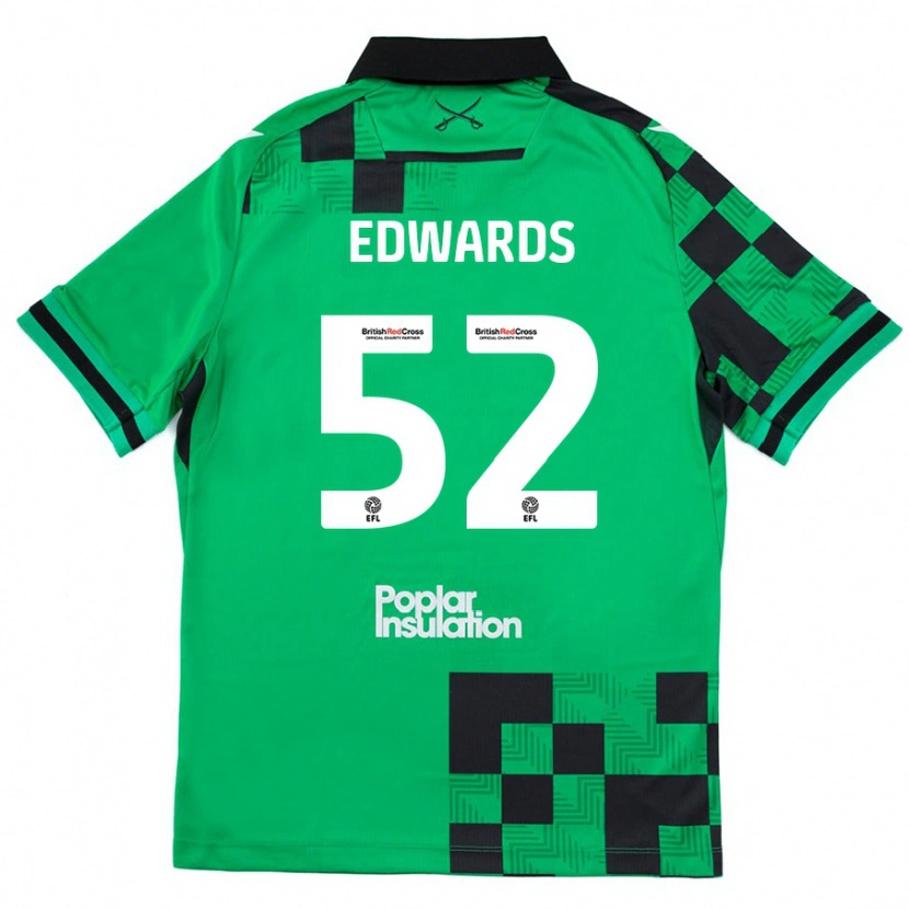 Danxen Uomo Maglia Max Edwards #52 Verde Nero Kit Gara Away 2024/25 Maglietta