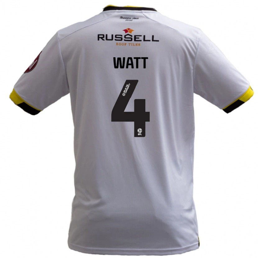 Danxen Uomo Maglia Elliot Watt #4 Bianco Kit Gara Away 2024/25 Maglietta