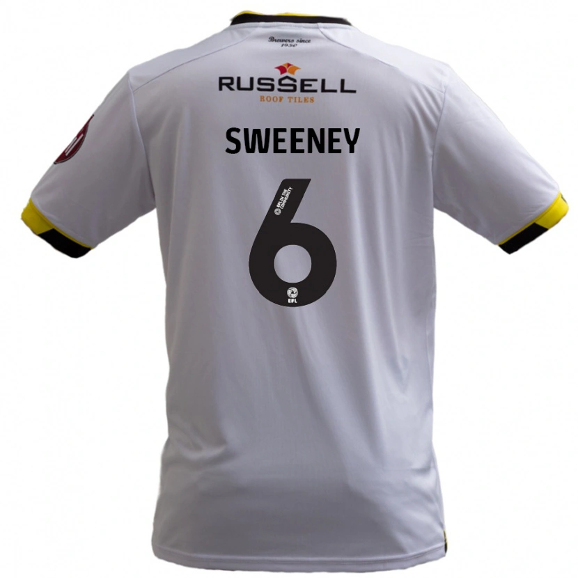 Danxen Uomo Maglia Ryan Sweeney #6 Bianco Kit Gara Away 2024/25 Maglietta