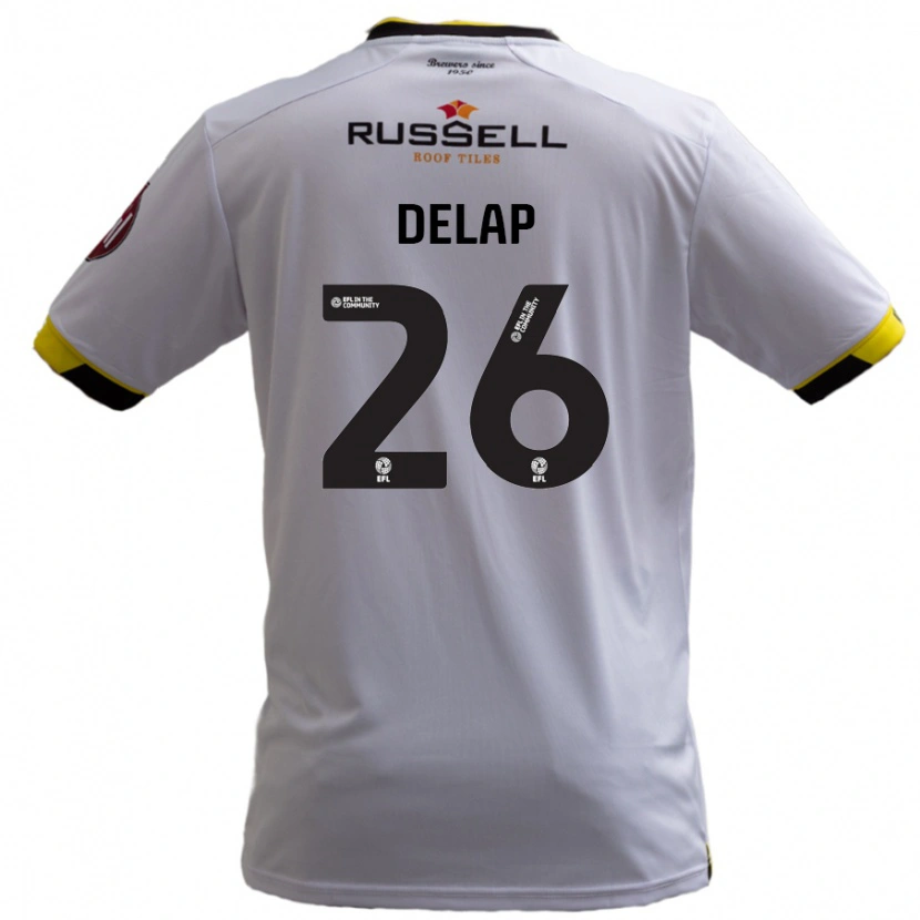 Danxen Uomo Maglia Finn Delap #26 Bianco Kit Gara Away 2024/25 Maglietta