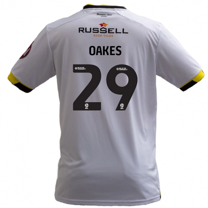 Danxen Uomo Maglia Toby Oakes #29 Bianco Kit Gara Away 2024/25 Maglietta