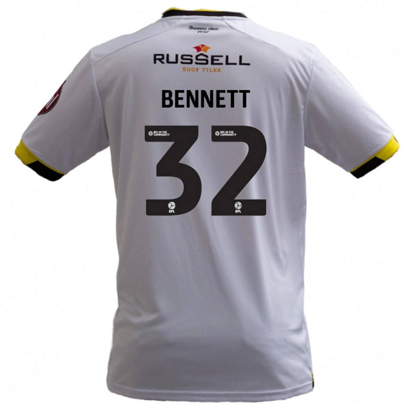 Danxen Uomo Maglia Mason Bennett #32 Bianco Kit Gara Away 2024/25 Maglietta