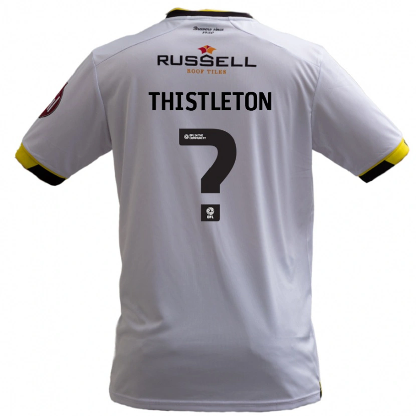 Danxen Uomo Maglia Bodi Thistleton #0 Bianco Kit Gara Away 2024/25 Maglietta