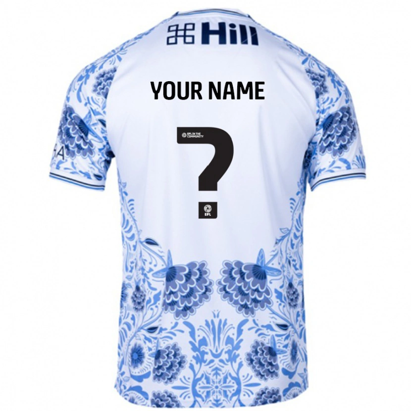 Danxen Uomo Maglia Il Tuo Nome #0 Bianco Blu Kit Gara Away 2024/25 Maglietta