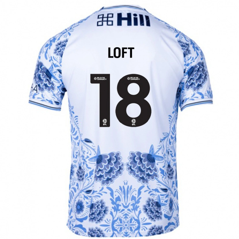 Danxen Uomo Maglia Ryan Loft #18 Bianco Blu Kit Gara Away 2024/25 Maglietta