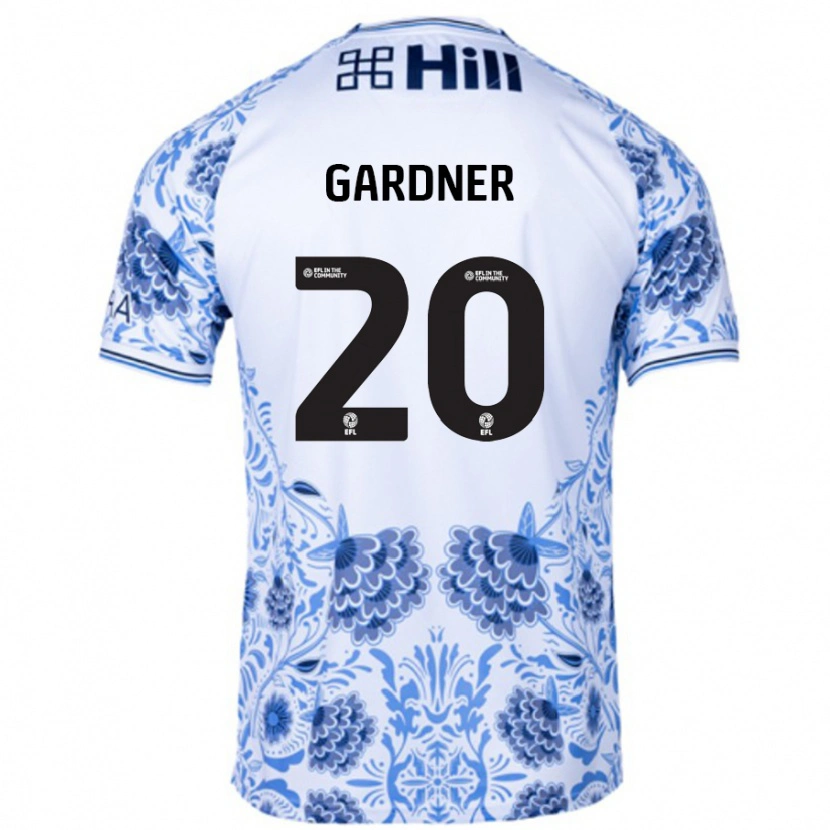 Danxen Uomo Maglia Gary Gardner #20 Bianco Blu Kit Gara Away 2024/25 Maglietta