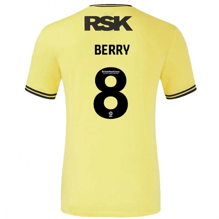 Danxen Uomo Maglia Luke Berry #8 Giallo Nero Kit Gara Away 2024/25 Maglietta