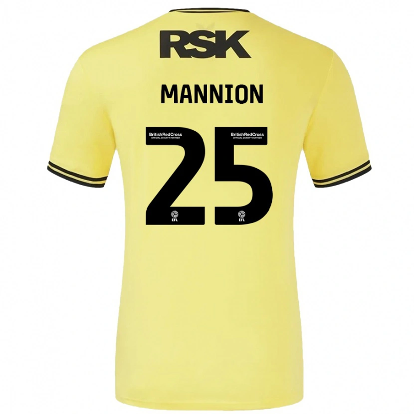 Danxen Uomo Maglia Will Mannion #25 Giallo Nero Kit Gara Away 2024/25 Maglietta