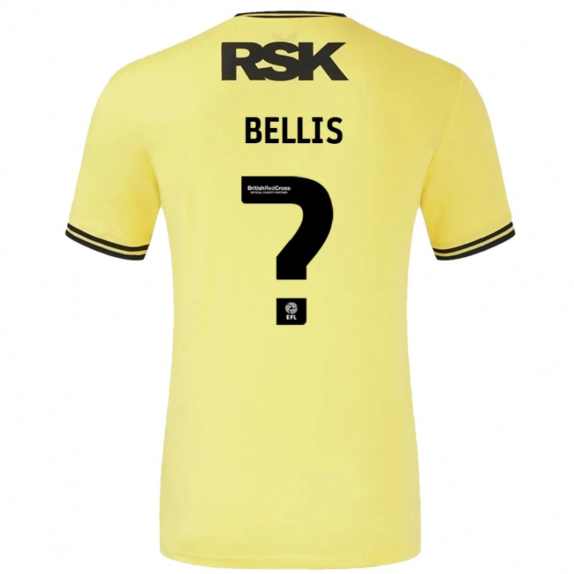 Danxen Uomo Maglia Reece Bellis #0 Giallo Nero Kit Gara Away 2024/25 Maglietta