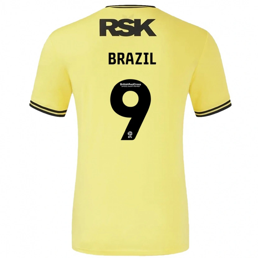 Danxen Uomo Maglia Ellie Brazil #9 Giallo Nero Kit Gara Away 2024/25 Maglietta