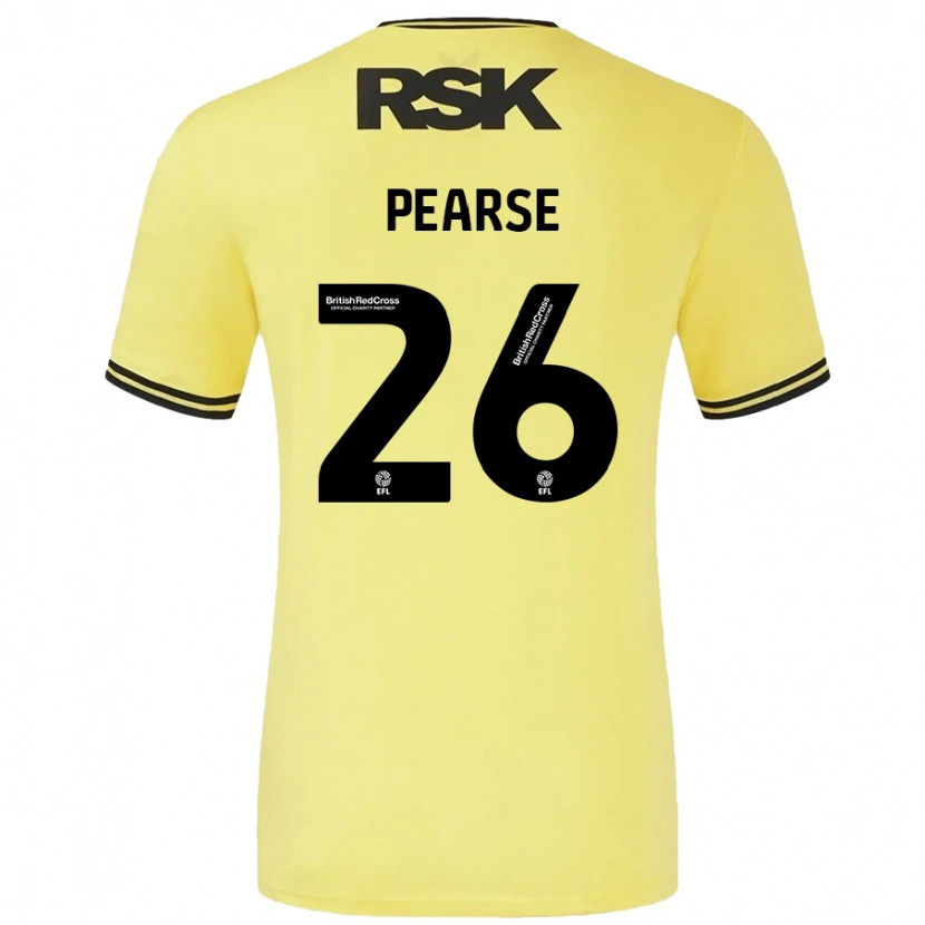 Danxen Uomo Maglia Gracie Pearse #26 Giallo Nero Kit Gara Away 2024/25 Maglietta