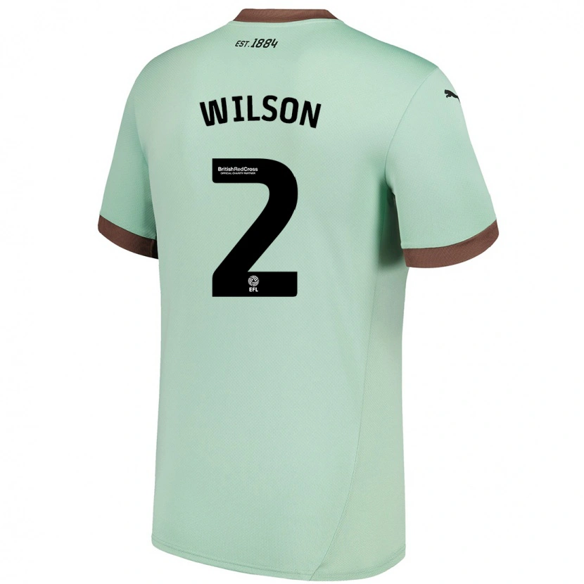 Danxen Uomo Maglia Kane Wilson #2 Verde Pallido Kit Gara Away 2024/25 Maglietta