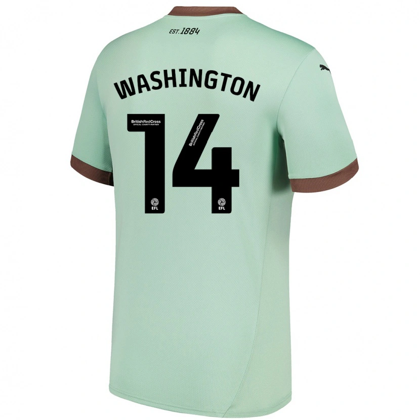 Danxen Uomo Maglia Conor Washington #14 Verde Pallido Kit Gara Away 2024/25 Maglietta
