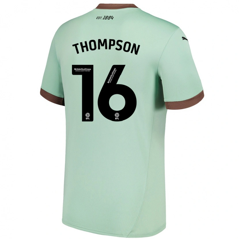 Danxen Uomo Maglia Liam Thompson #16 Verde Pallido Kit Gara Away 2024/25 Maglietta
