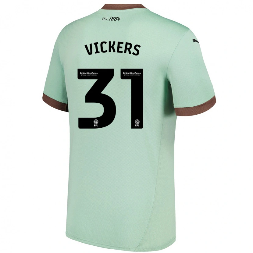 Danxen Uomo Maglia Josh Vickers #31 Verde Pallido Kit Gara Away 2024/25 Maglietta