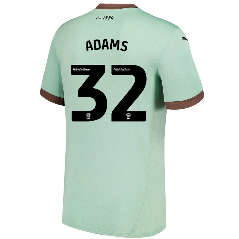 Danxen Uomo Maglia Ebou Adams #32 Verde Pallido Kit Gara Away 2024/25 Maglietta