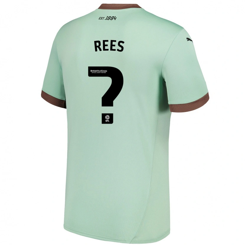 Danxen Uomo Maglia Harvey Rees #0 Verde Pallido Kit Gara Away 2024/25 Maglietta