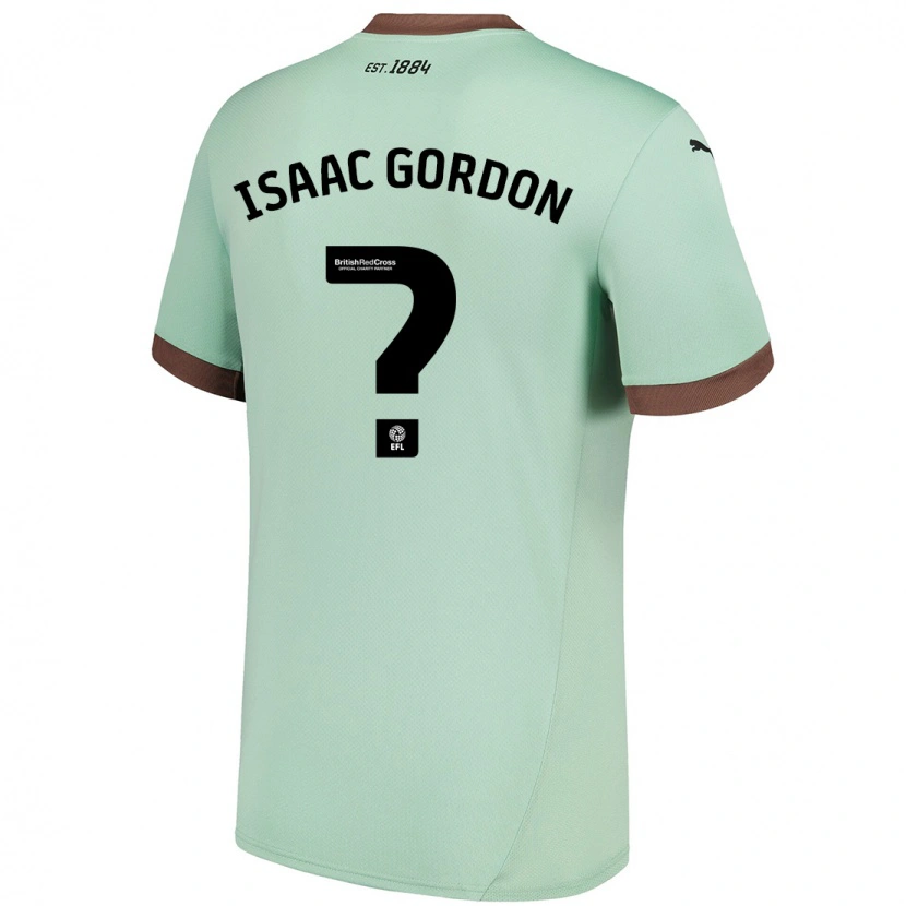 Danxen Uomo Maglia Isaac Gordon #0 Verde Pallido Kit Gara Away 2024/25 Maglietta