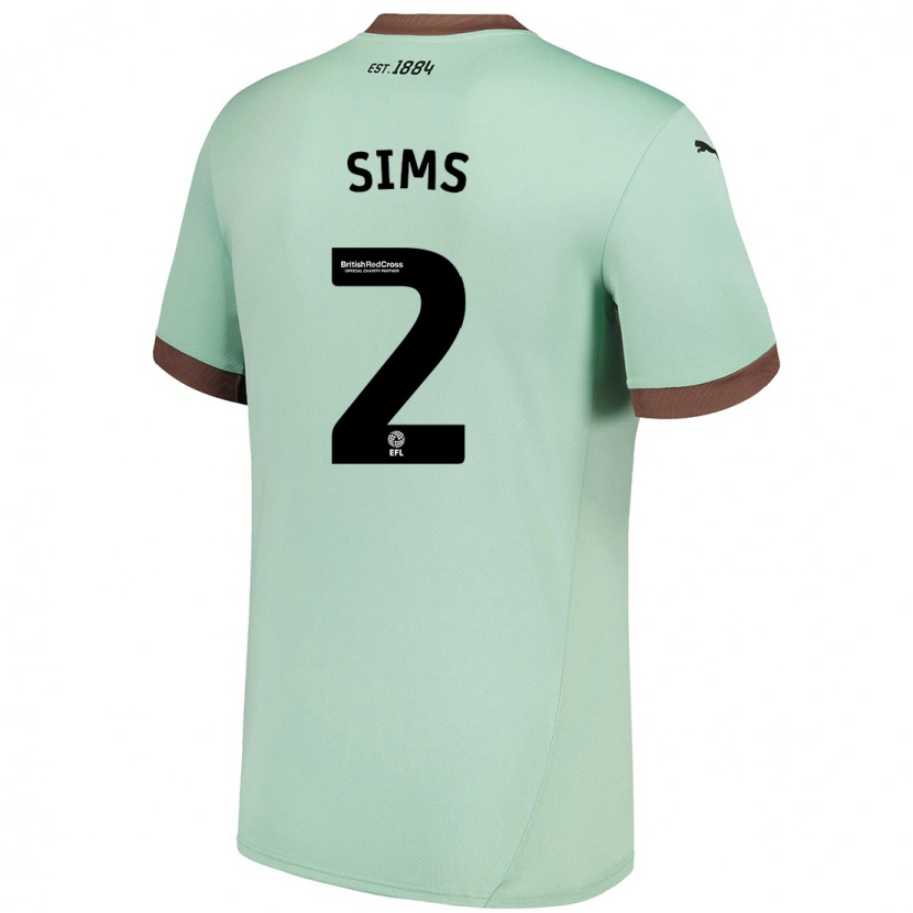 Danxen Uomo Maglia Amy Sims #2 Verde Pallido Kit Gara Away 2024/25 Maglietta