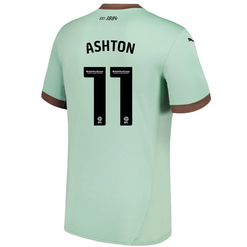 Danxen Uomo Maglia Eleanor Ashton #11 Verde Pallido Kit Gara Away 2024/25 Maglietta