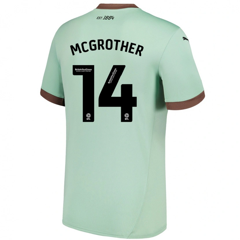 Danxen Uomo Maglia Becky Mcgrother #14 Verde Pallido Kit Gara Away 2024/25 Maglietta