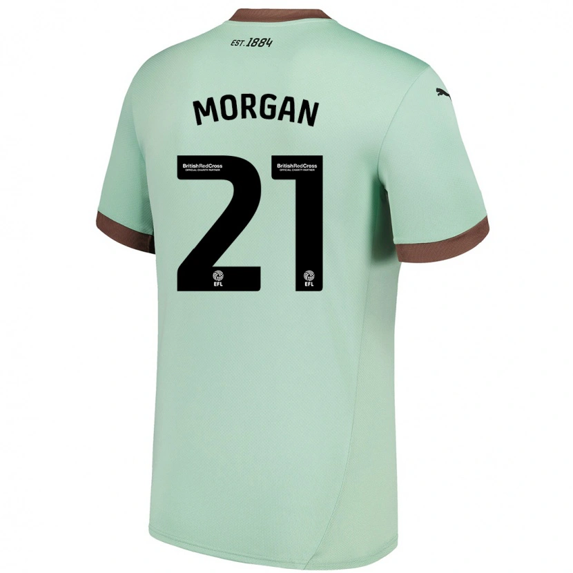 Danxen Uomo Maglia Sarah Morgan #21 Verde Pallido Kit Gara Away 2024/25 Maglietta