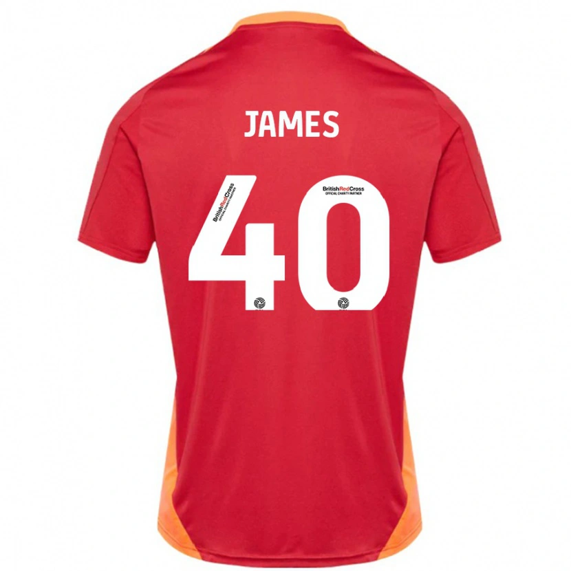 Danxen Uomo Maglia Ed James #40 Blu Bianco Sporco Kit Gara Away 2024/25 Maglietta
