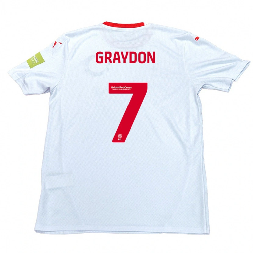 Danxen Uomo Maglia Ryan Graydon #7 Bianco Kit Gara Away 2024/25 Maglietta