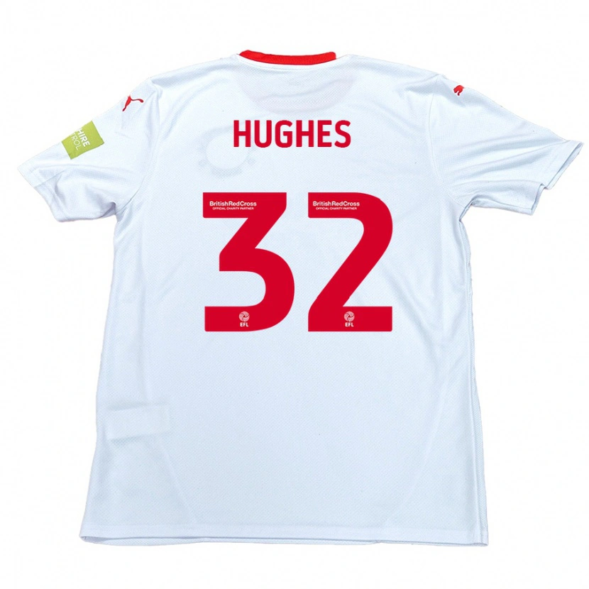 Danxen Uomo Maglia Kayden Hughes #32 Bianco Kit Gara Away 2024/25 Maglietta