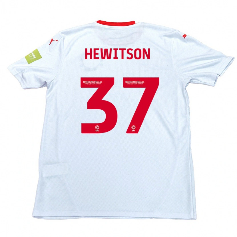 Danxen Uomo Maglia Luke Hewitson #37 Bianco Kit Gara Away 2024/25 Maglietta