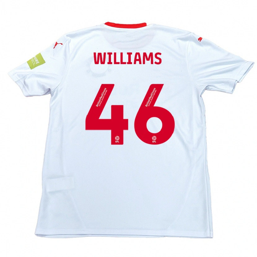 Danxen Uomo Maglia Theo Williams #46 Bianco Kit Gara Away 2024/25 Maglietta