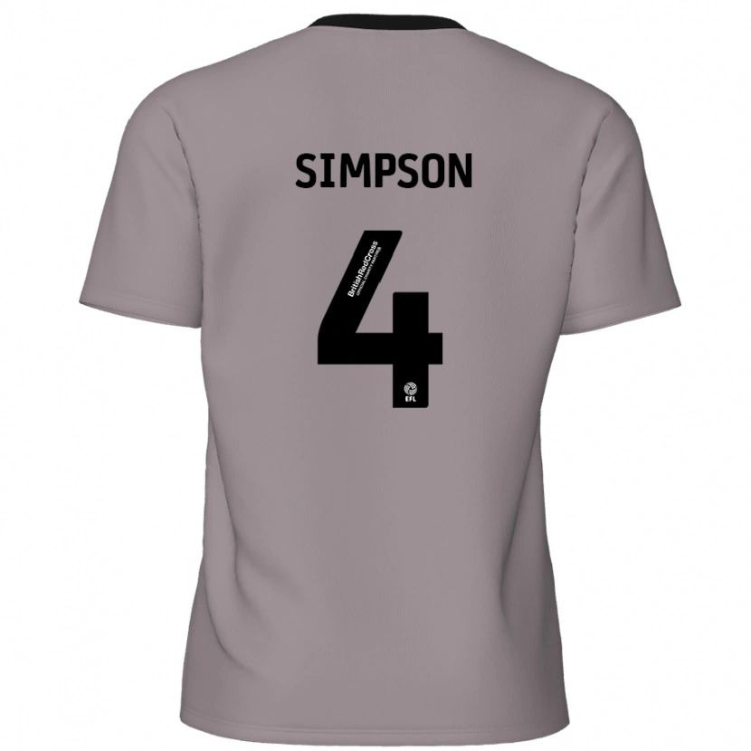 Danxen Uomo Maglia Jack Simpson #4 Grigio Kit Gara Away 2024/25 Maglietta
