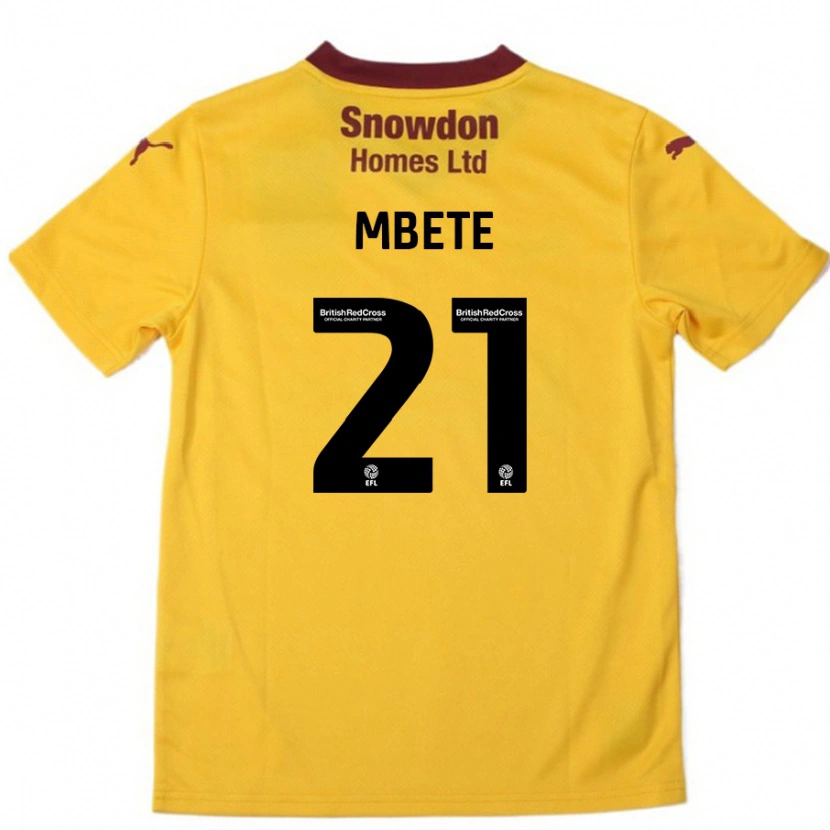 Danxen Uomo Maglia Luke Mbete #21 Arancione Borgogna Kit Gara Away 2024/25 Maglietta