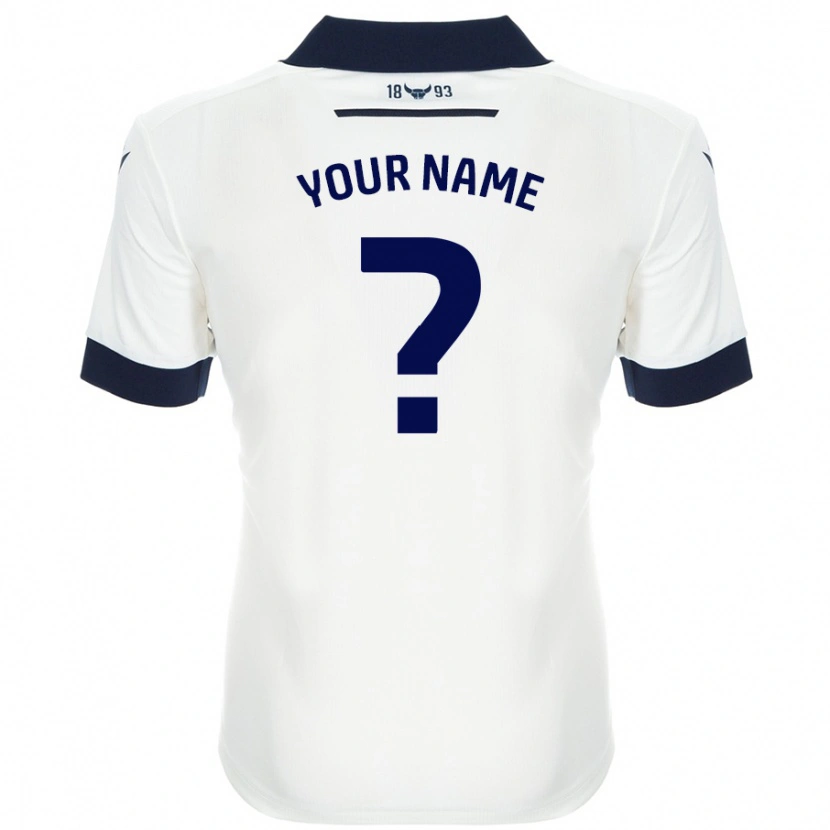Danxen Uomo Maglia Il Tuo Nome #0 Bianco Blu Navy Kit Gara Away 2024/25 Maglietta