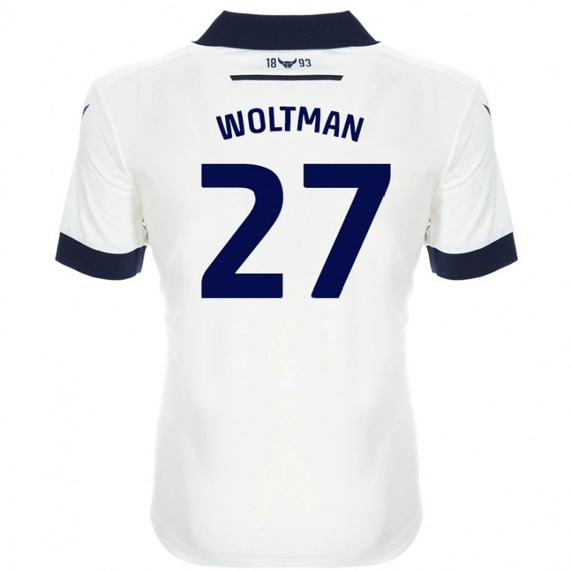 Danxen Uomo Maglia Max Woltman #27 Bianco Blu Navy Kit Gara Away 2024/25 Maglietta