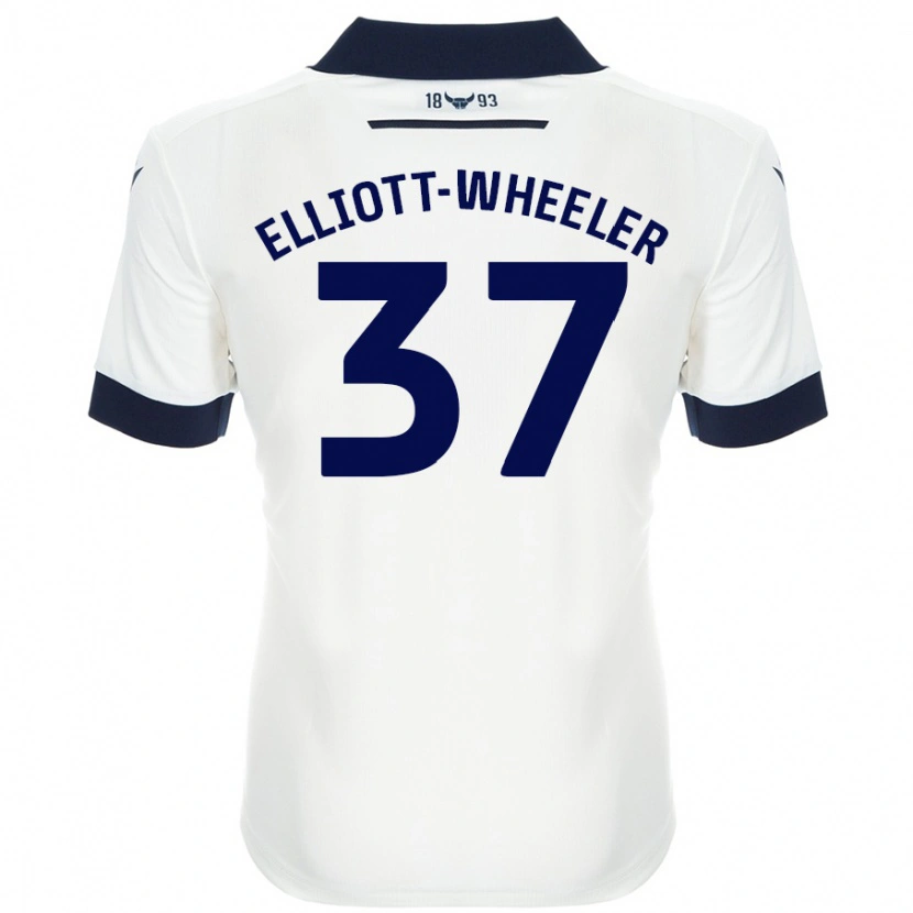 Danxen Uomo Maglia Aidan Elliott-Wheeler #37 Bianco Blu Navy Kit Gara Away 2024/25 Maglietta