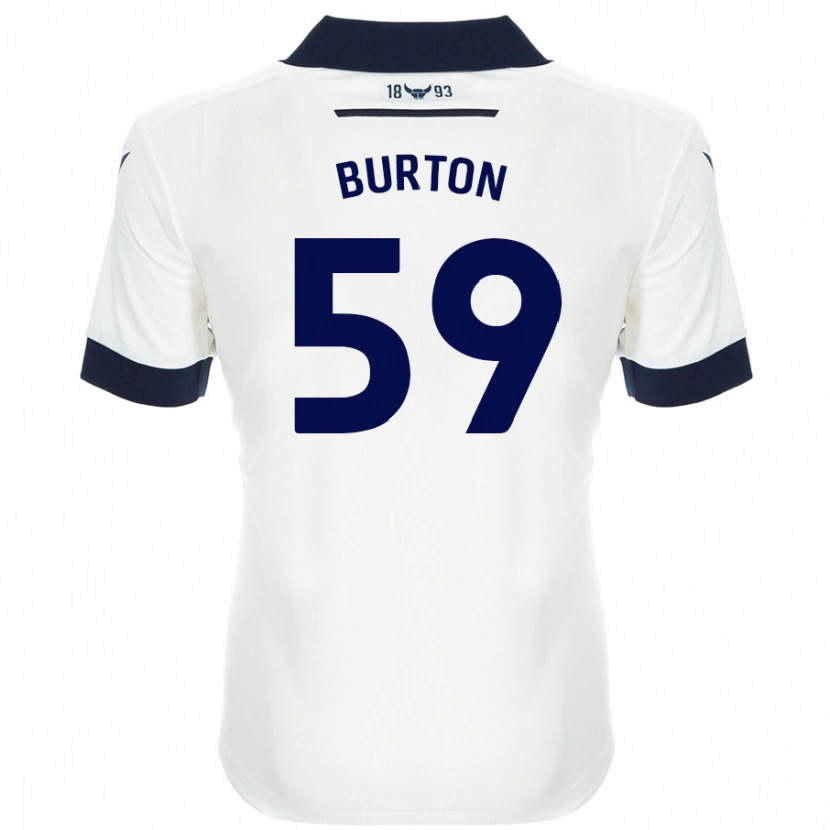 Danxen Uomo Maglia Kasway Burton #59 Bianco Blu Navy Kit Gara Away 2024/25 Maglietta