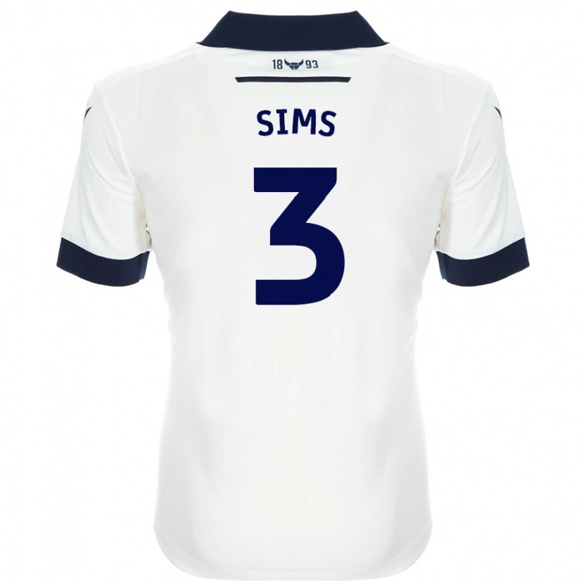 Danxen Uomo Maglia Gemma Sims #3 Bianco Blu Navy Kit Gara Away 2024/25 Maglietta