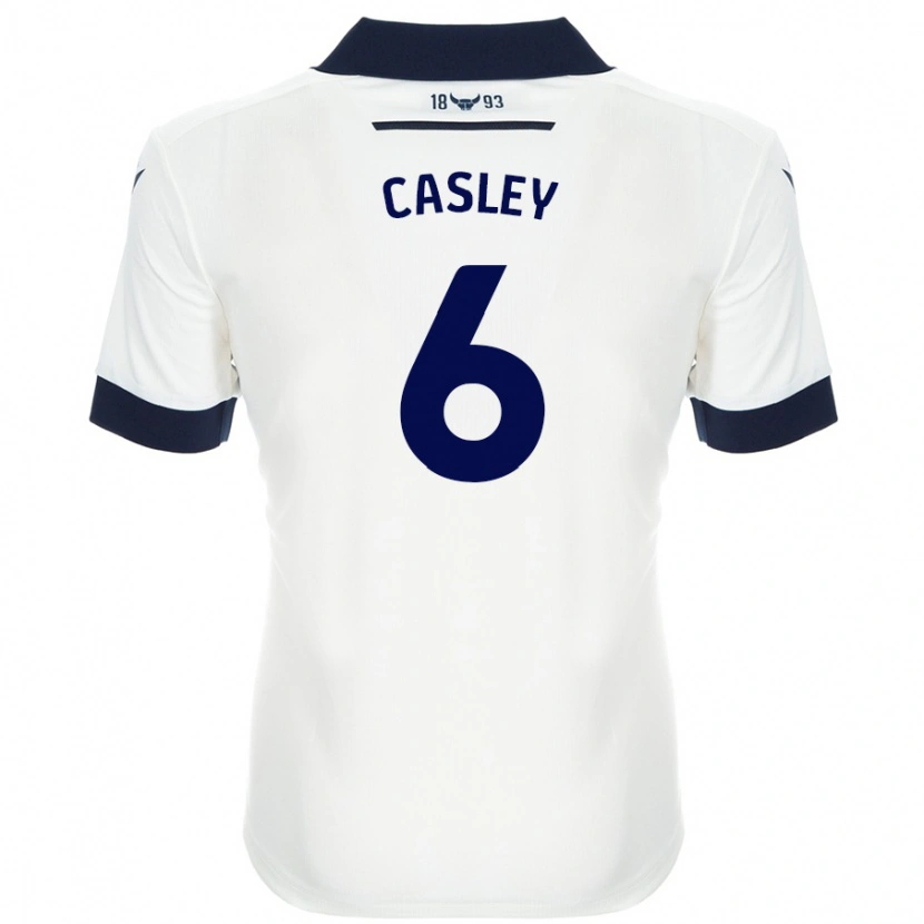 Danxen Uomo Maglia Riva Casley #6 Bianco Blu Navy Kit Gara Away 2024/25 Maglietta