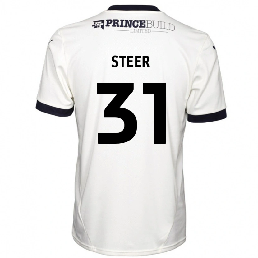 Danxen Uomo Maglia Jed Steer #31 Bianco Sporco Nero Kit Gara Away 2024/25 Maglietta