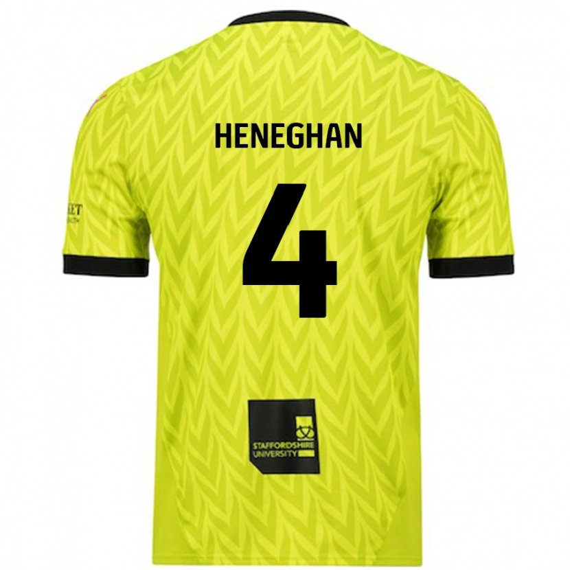 Danxen Uomo Maglia Ben Heneghan #4 Verde Fluorescente Kit Gara Away 2024/25 Maglietta